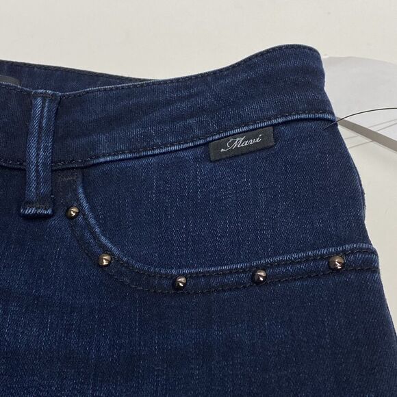 Mavi Tess High Rise Skinny Ankle Dark Wash Blue Jeans Size 27x27 Raw Hem Studded - Picture 4 of 12